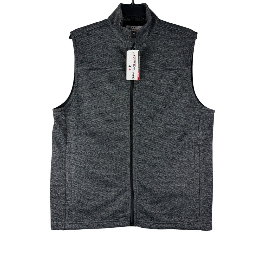 Grand Slam Performance Mens Caviar Heather Full Zip Golf Vest Size Small NWT